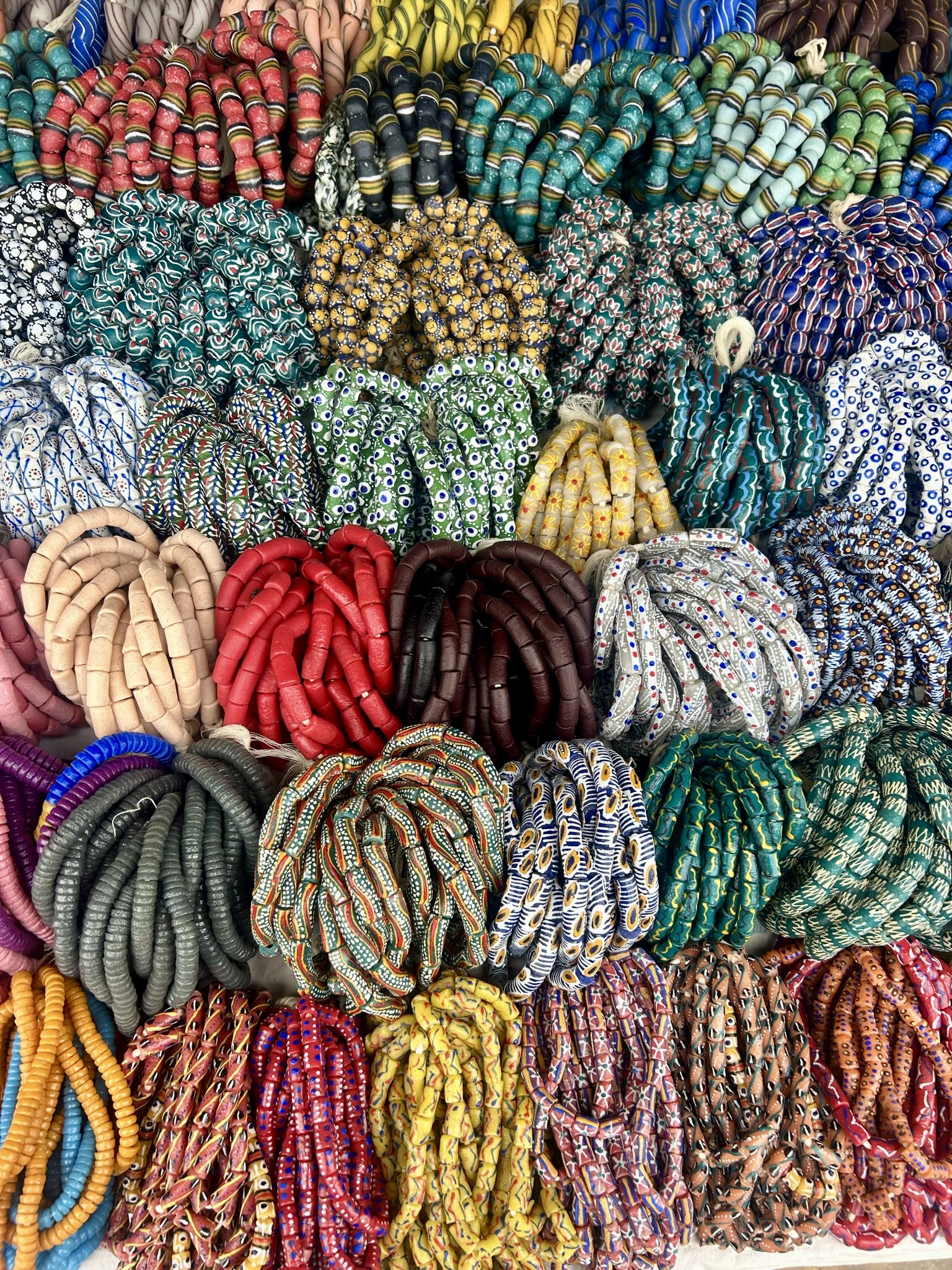 Hand-painted beads at the market.